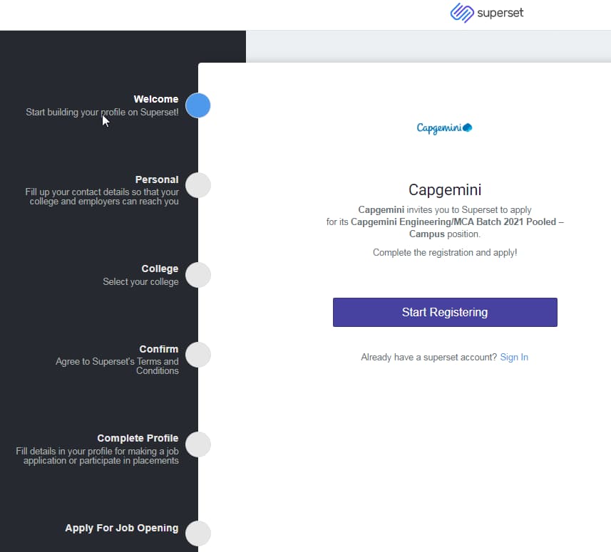 Capgemini Registration