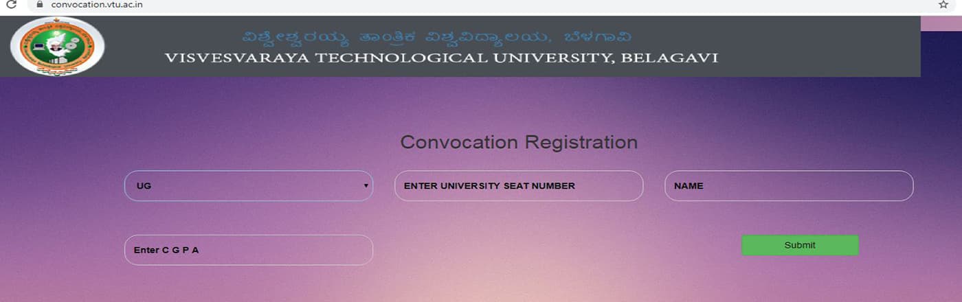 VTU Convocation Online Registration for UG gold medalists and 1st Rank Holders