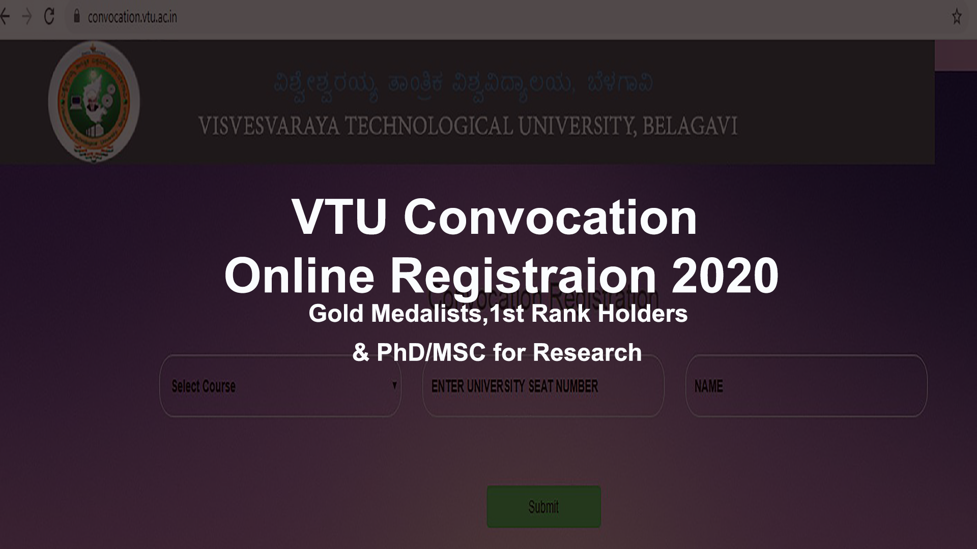 VTU Convocation Online Registration 2020