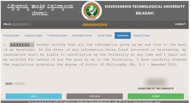 VTU ETR PhD Declaration