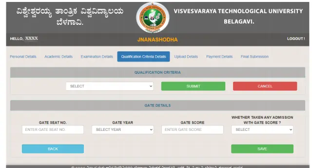 VTU PhD ADF GATE Details