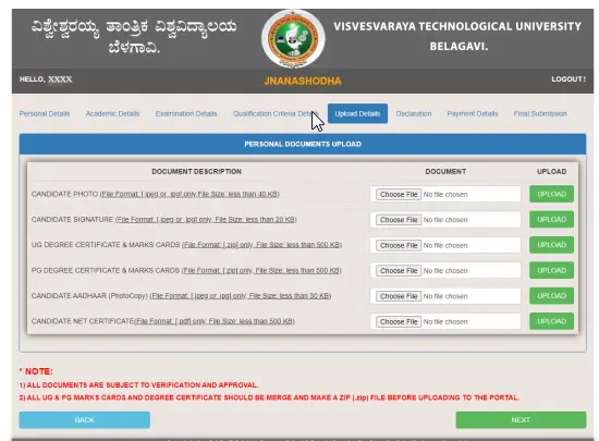 VTU PhD ADF Upload Details