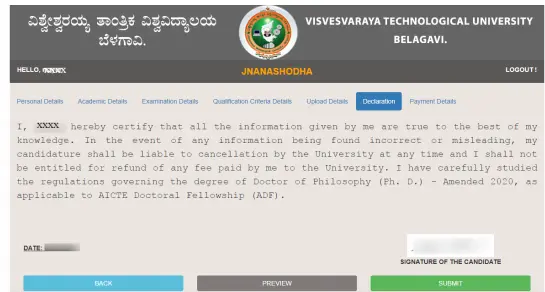 VTU PhD ADF Declaration