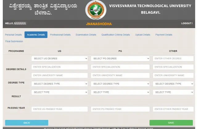 VTU PhD ADF Academic Details