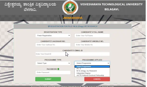 VTU PhD programme to apply