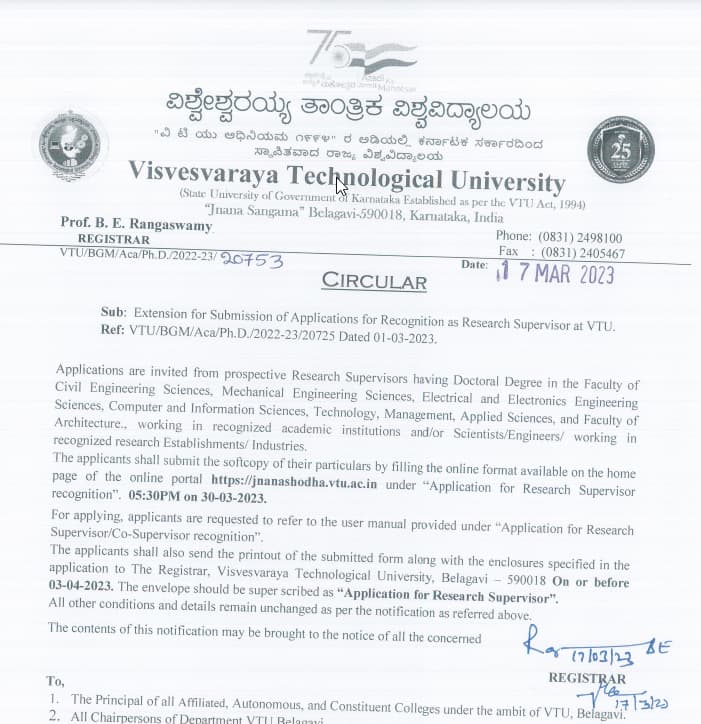 vtu research supervisor list 2022